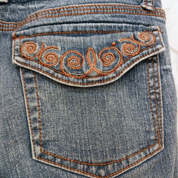 VNT SQUEEZE Jeans Women's Sz 5/6 Blue Embroidered SNAP POCKETS Bohemian Festival - Picture 6 of 16
